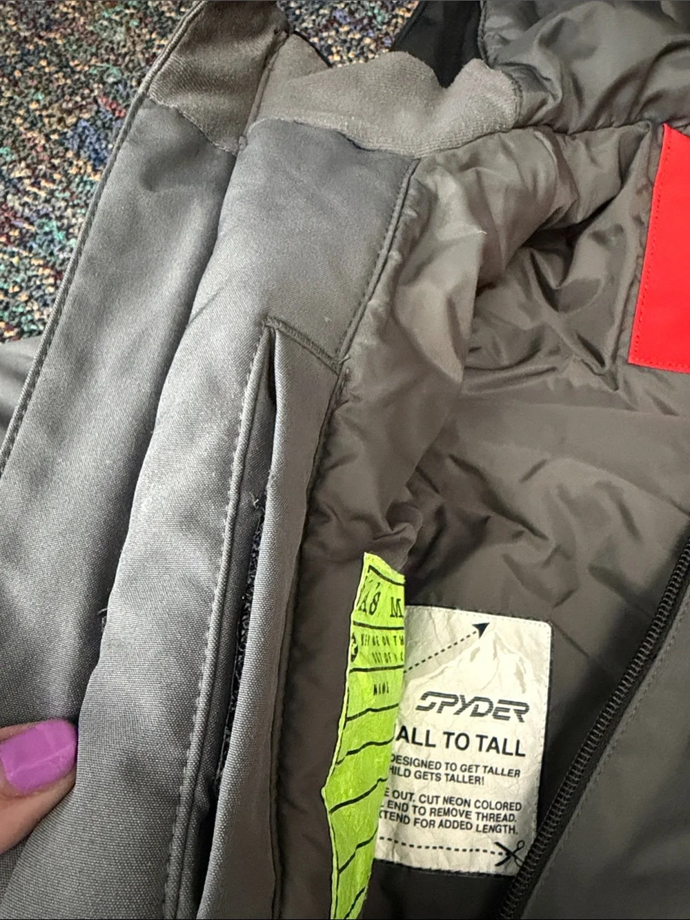 Spyder Colorblock Kids Puffer Jacket in Red, Gray & Black